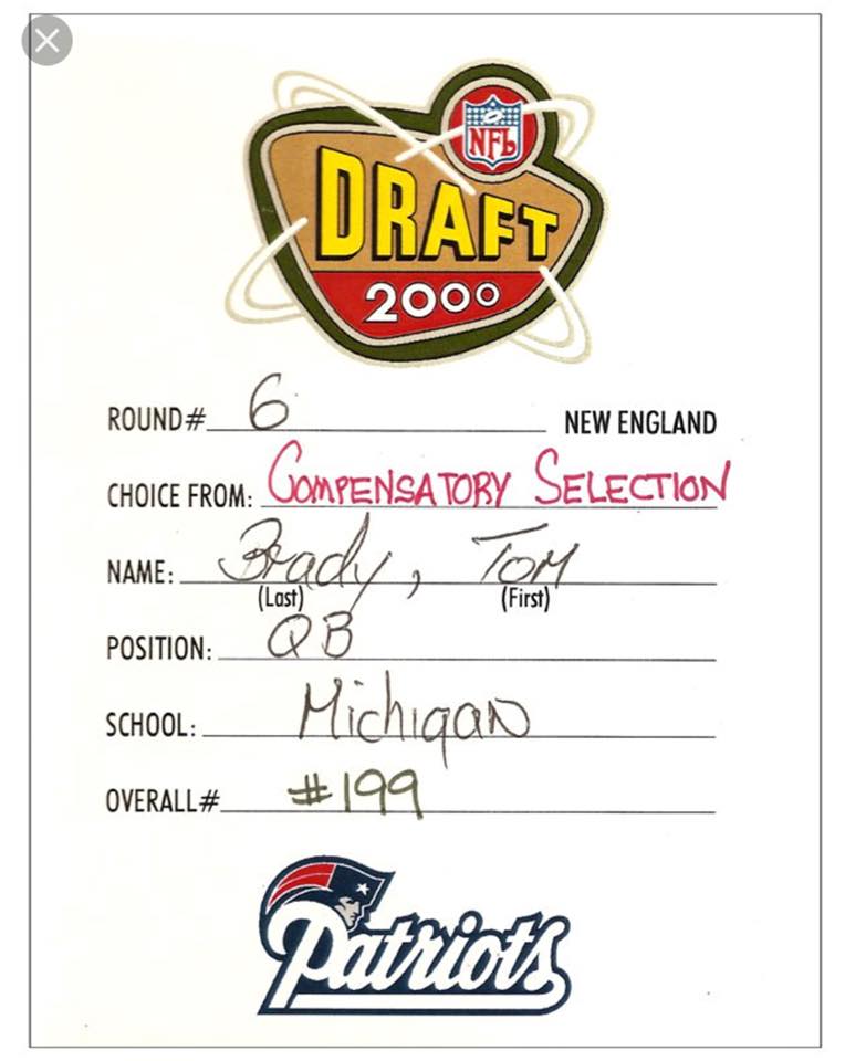 Tom brady draft card 199